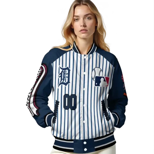 custom detroit tigers eagle baseball navy white varsity jacket latest model