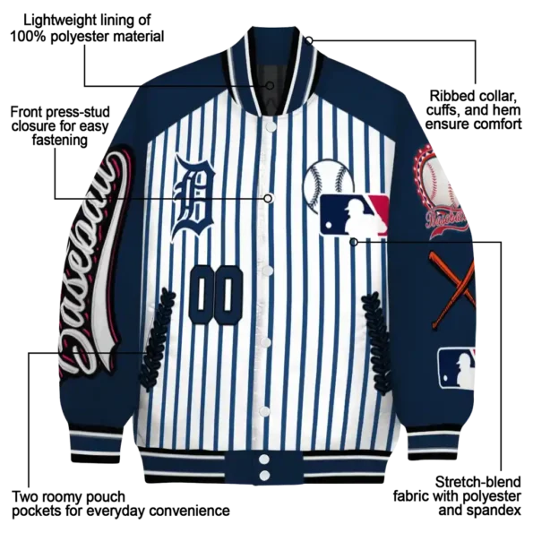 custom detroit tigers eagle baseball navy white varsity jacket new arrival