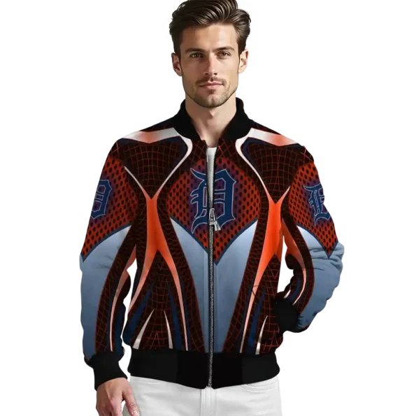 custom detroit tigers mesh chest red crocs black bomber jacket high quality