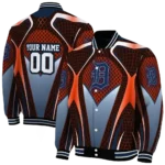 custom detroit tigers mesh chest red crocs black varsity jacket best selling