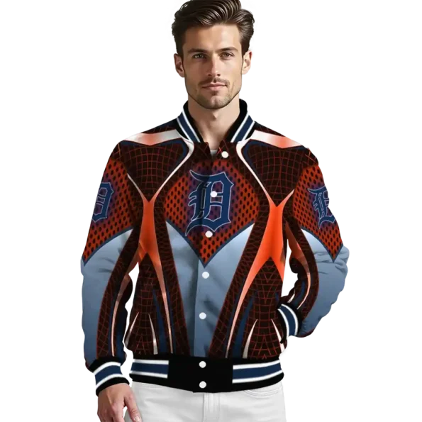custom detroit tigers mesh chest red crocs black varsity jacket high quality