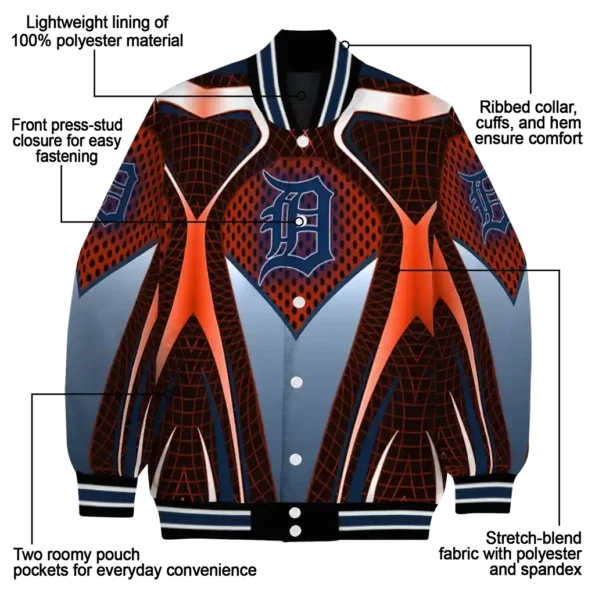 custom detroit tigers mesh chest red crocs black varsity jacket new arrival