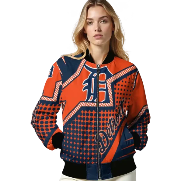 custom detroit tigers star burst navy bomber jacket latest model