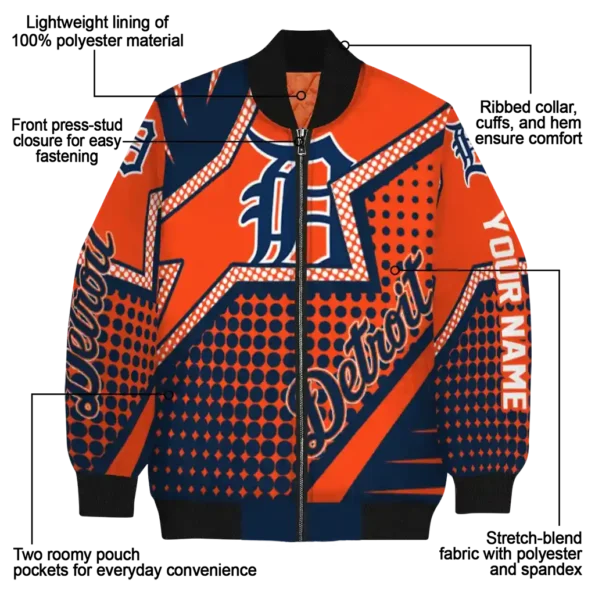 custom detroit tigers star burst navy bomber jacket new arrival