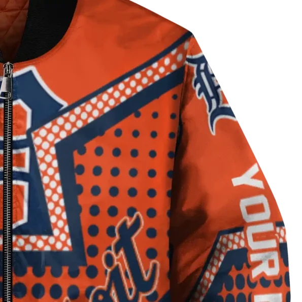 custom detroit tigers star burst navy bomber jacket premium grade