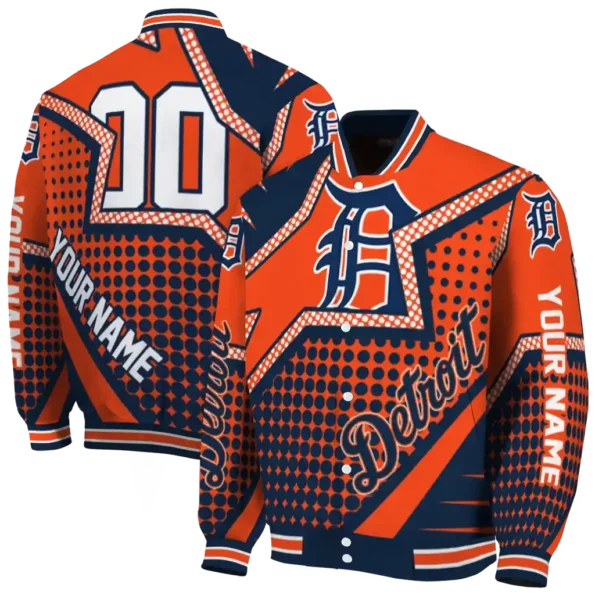 custom detroit tigers star burst navy varsity jacket fashion forward