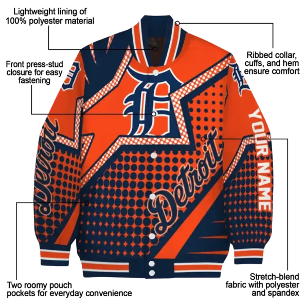 custom detroit tigers star burst navy varsity jacket new arrival