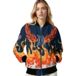custom detroit tigers winged blaze navy white bomber jacket best selling