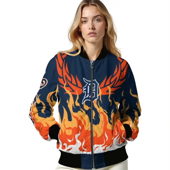 custom detroit tigers winged blaze navy white bomber jacket latest model