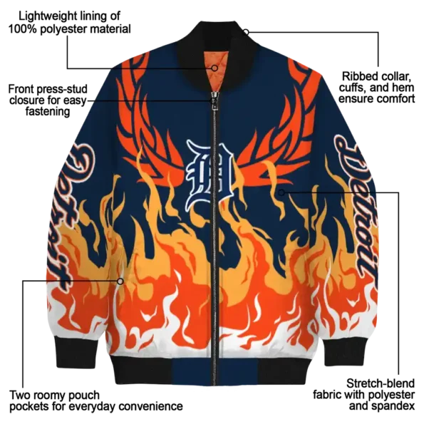 custom detroit tigers winged blaze navy white bomber jacket new arrival