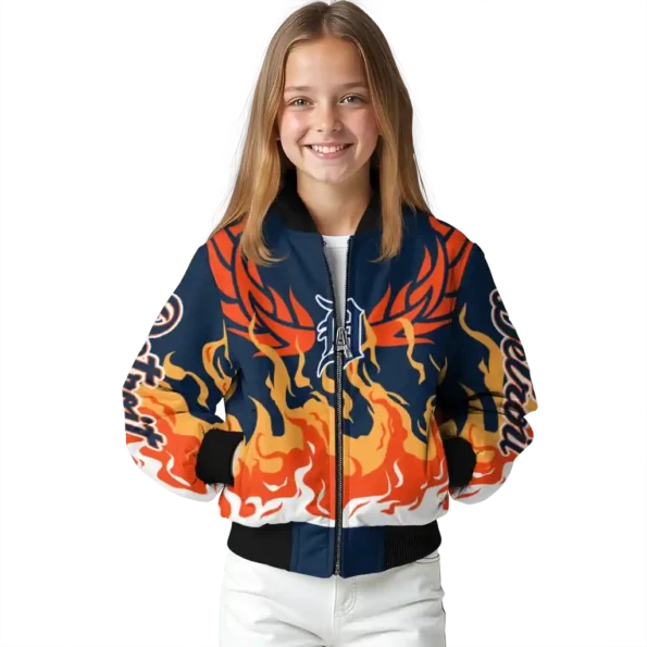 custom detroit tigers winged blaze navy white bomber jacket top rated