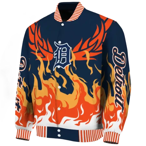 custom detroit tigers winged blaze navy white varsity jacket best selling