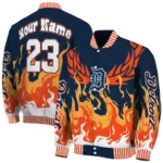 custom detroit tigers winged blaze navy white varsity jacket best selling