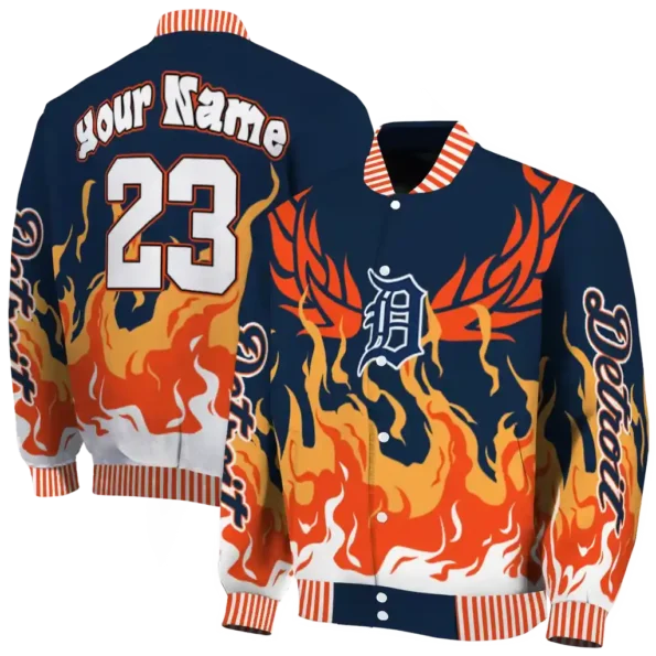 custom detroit tigers winged blaze navy white varsity jacket fashion forward