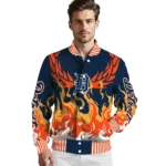 custom detroit tigers winged blaze navy white varsity jacket best selling