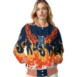 custom detroit tigers winged blaze navy white varsity jacket best selling