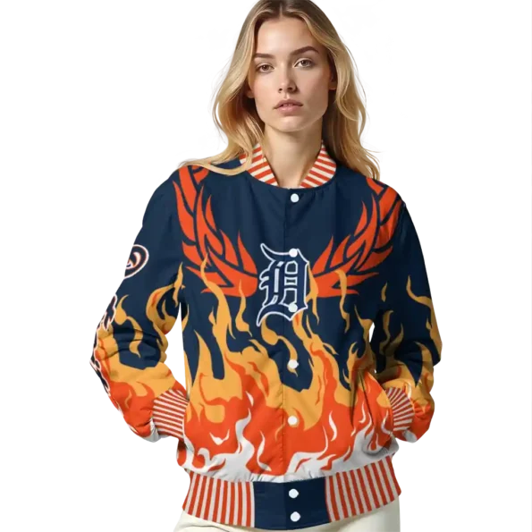 custom detroit tigers winged blaze navy white varsity jacket latest model