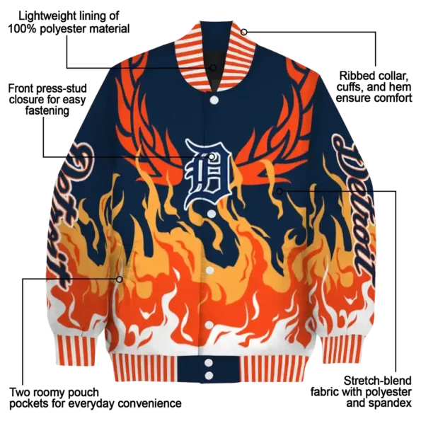 custom detroit tigers winged blaze navy white varsity jacket new arrival