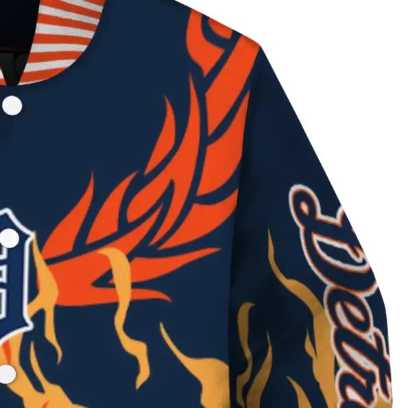 custom detroit tigers winged blaze navy white varsity jacket premium grade