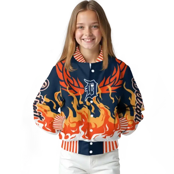 custom detroit tigers winged blaze navy white varsity jacket top rated