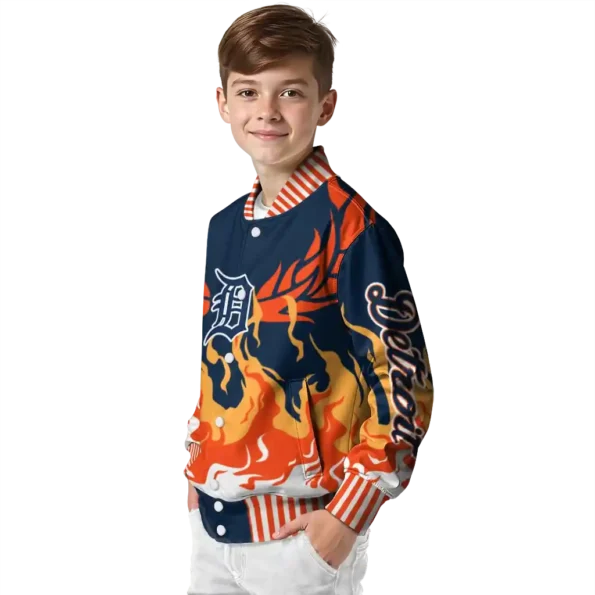 custom detroit tigers winged blaze navy white varsity jacket trendy