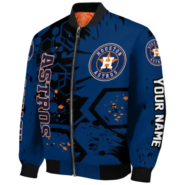 custom houston astros hexagon cluster blue black bomber jacket best selling