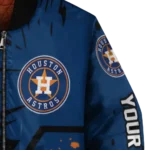 custom houston astros hexagon cluster blue black bomber jacket best selling
