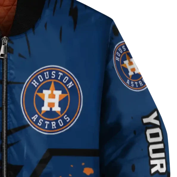 custom houston astros hexagon cluster blue black bomber jacket premium grade