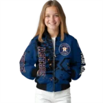 custom houston astros hexagon cluster blue black bomber jacket best selling