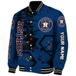 custom houston astros hexagon cluster blue black varsity jacket best selling