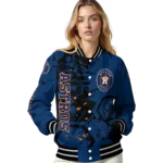 custom houston astros hexagon cluster blue black varsity jacket best selling
