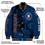 custom houston astros hexagon cluster blue black varsity jacket best selling