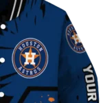 custom houston astros hexagon cluster blue black varsity jacket best selling