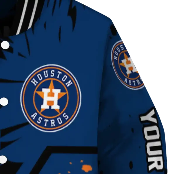 custom houston astros hexagon cluster blue black varsity jacket premium grade
