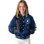 custom houston astros hexagon cluster blue black varsity jacket best selling