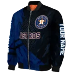 custom houston astros hexagon mesh blue black bomber jacket best selling