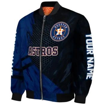 custom houston astros hexagon mesh blue black bomber jacket best selling