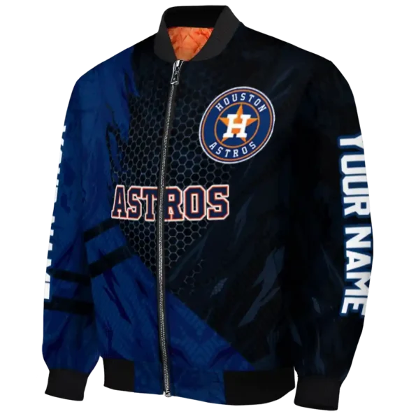 custom houston astros hexagon mesh blue black bomber jacket best selling