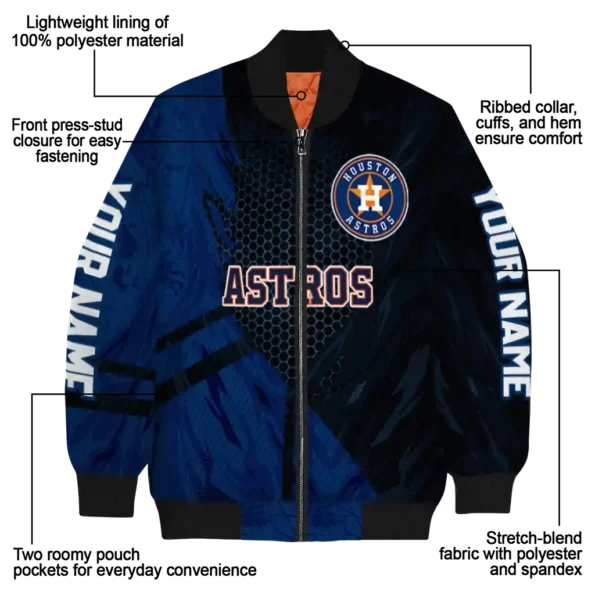 custom houston astros hexagon mesh blue black bomber jacket new arrival