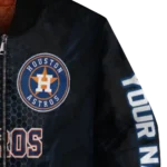 custom houston astros hexagon mesh blue black bomber jacket best selling