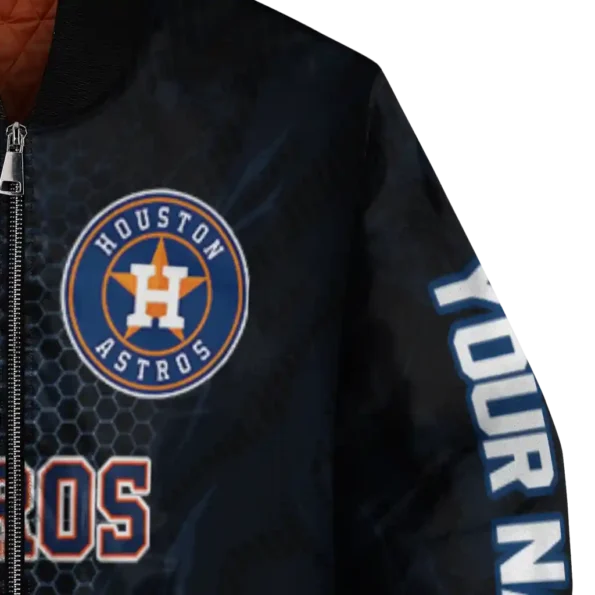 custom houston astros hexagon mesh blue black bomber jacket premium grade