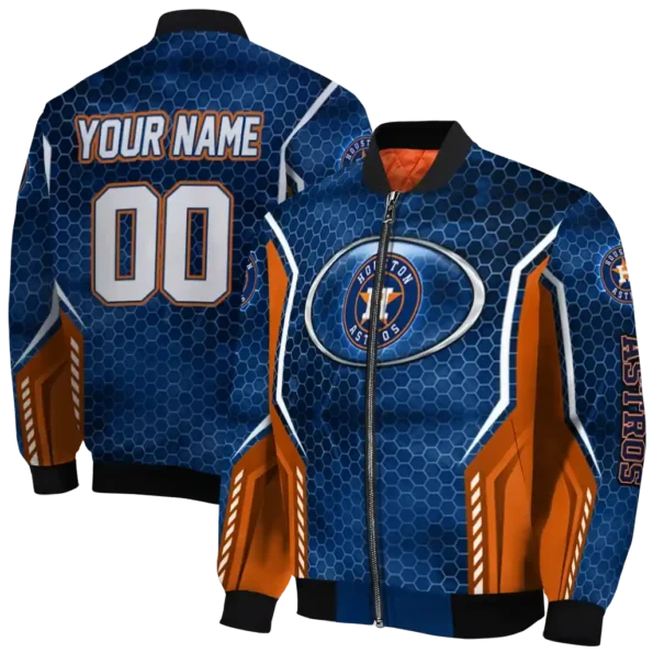 custom houston astros power plate blue bomber jacket fashion forward
