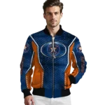 custom houston astros power plate blue bomber jacket best selling