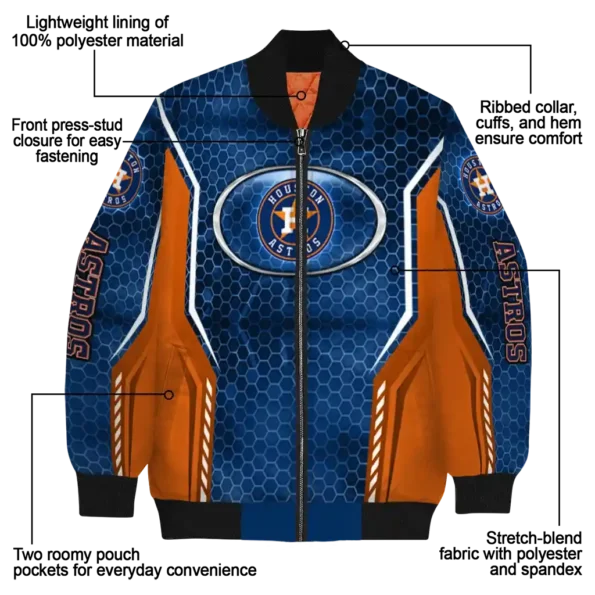 custom houston astros power plate blue bomber jacket new arrival