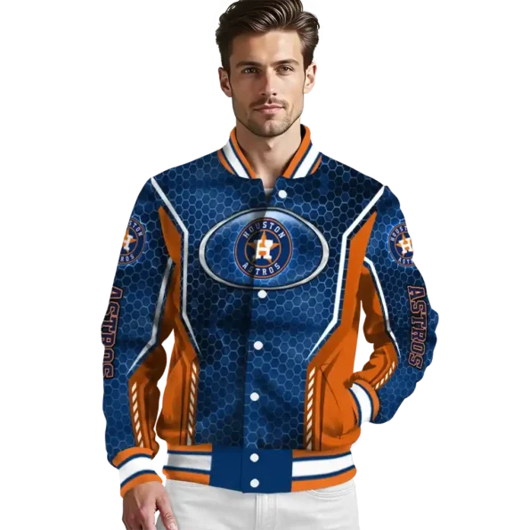 custom houston astros power plate blue varsity jacket high quality