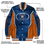 custom houston astros power plate blue varsity jacket best selling