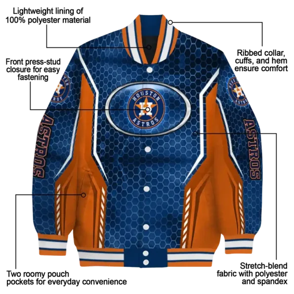 custom houston astros power plate blue varsity jacket new arrival