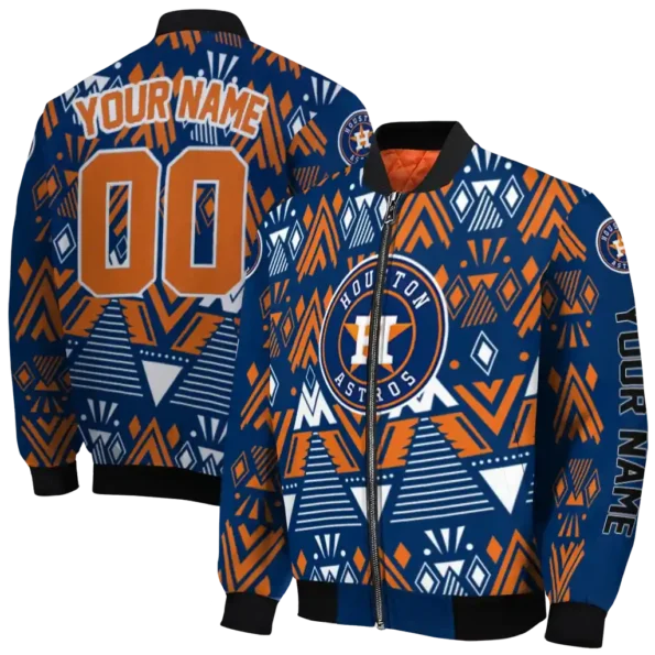custom houston astros pyramid shapes blue bomber jacket fashion forward