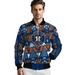 custom houston astros pyramid shapes blue bomber jacket best selling