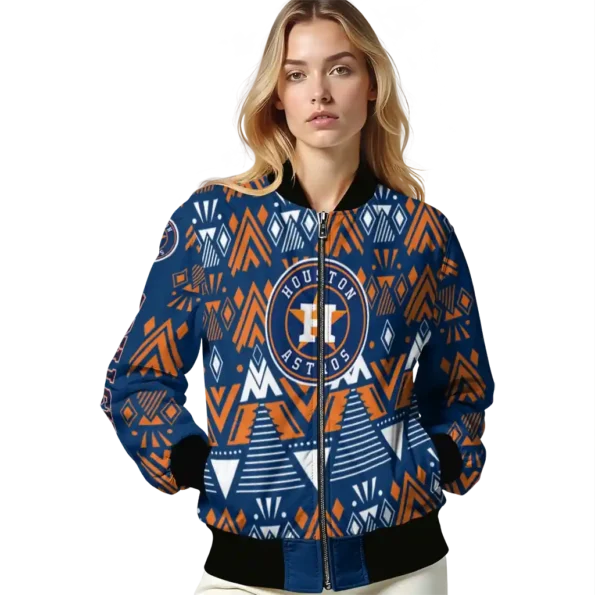 custom houston astros pyramid shapes blue bomber jacket latest model